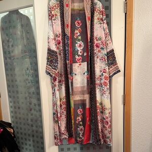 Johnny was long kimono jacket xs with silk belt